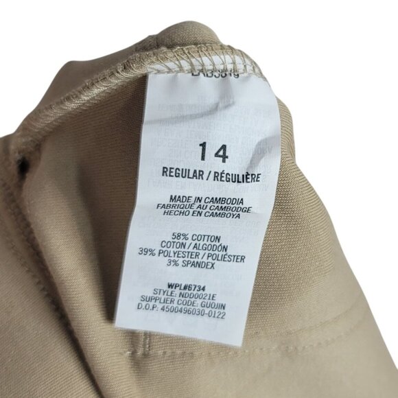 Nautica School Uniform Jeggings Khaki SZ 14 Pants Flat Front Pull On Pockets NWT - Picture 8 of 8